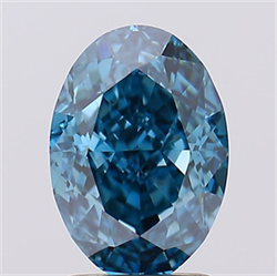 Picture of Lab Grown Diamond 2.44 Carats, Oval with  Cut, Fancy Vivid Blue Color, VS2 Clarity and Certified by IGI