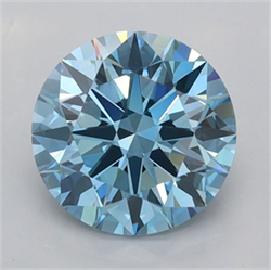 Picture of Lab Grown Diamond 1.50 Carats, Round with Ideal Cut, Fancy Vivid Blue Color, VS1 Clarity and Certified by IGI