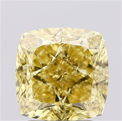 Picture of Lab Grown Diamond 2.71 Carats, CUSHION MODIFIED with  Cut, Fancy Vivid Yellow Color, VS1 Clarity and Certified by IGI