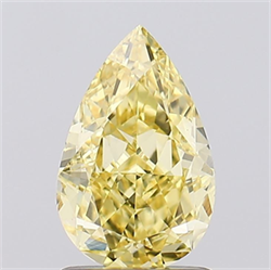 Picture of Lab Grown Diamond 1.21 Carats, Pear with  Cut, Fancy Intense Yellow Color, VS1 Clarity and Certified by IGI