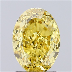 Picture of Lab Grown Diamond 1.54 Carats, Oval with  Cut, Fancy Vivid Yellow Color, VS2 Clarity and Certified by IGI