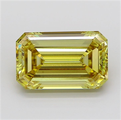 Picture of Lab Grown Diamond 5.04 Carats, Emerald with  Cut, Fancy Yellow Color, VS1 Clarity and Certified by IGI