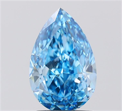 Picture of Lab Grown Diamond 2.10 Carats, Pear with  Cut, Fancy Vivid Blue Color, VVS2 Clarity and Certified by IGI