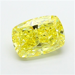Picture of Lab Grown Diamond 5.01 Carats, CUSHION MODIFIED with  Cut, Fancy Vivid Yellow Color, VS1 Clarity and Certified by IGI