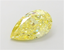 Picture of Lab Grown Diamond 2.98 Carats, Pear with  Cut, Fancy Vivid Yellow Color, VS2 Clarity and Certified by IGI