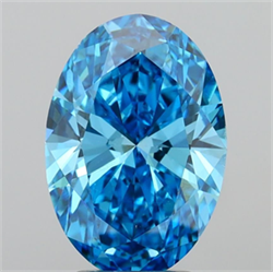 Picture of Lab Grown Diamond 3.03 Carats, Oval with  Cut, Fancy Vivid Blue Color, VVS2 Clarity and Certified by IGI