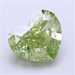Picture of Lab Grown Diamond 3.04 Carats, Heart with  Cut, Fancy Vivid Green Color, VVS2 Clarity and Certified by IGI