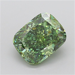 Picture of Lab Grown Diamond 3.29 Carats, CUSHION MODIFIED with  Cut, Fancy Vivid Green Color, VVS2 Clarity and Certified by IGI