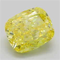 Picture of Lab Grown Diamond 9.01 Carats, CUSHION MODIFIED with  Cut, Fancy Vivid Yellow Color, VS2 Clarity and Certified by IGI