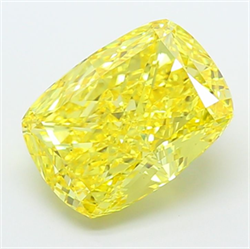 Picture of Lab Grown Diamond 6.43 Carats, CUSHION MODIFIED with  Cut, Fancy Vivid Yellow Color, VS1 Clarity and Certified by IGI