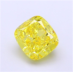 Picture of Lab Grown Diamond 1.51 Carats, CUSHION MODIFIED with  Cut, Fancy Vivid Yellow Color, IF Clarity and Certified by IGI