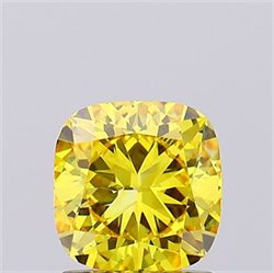 Picture of Lab Grown Diamond 1.32 Carats, Cushion with  Cut, Fancy Vivid Yellow Color, VS1 Clarity and Certified by IGI