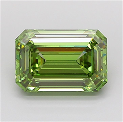 Picture of Lab Grown Diamond 5.51 Carats, Emerald with  Cut, Fancy Vivid Green Color, VS1 Clarity and Certified by IGI
