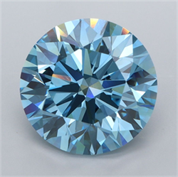 Picture of Lab Grown Diamond 4.93 Carats, Round with Ideal Cut, Fancy Vivid Blue Color, VVS2 Clarity and Certified by IGI
