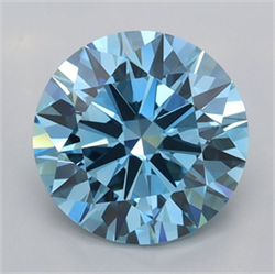 Picture of Lab Grown Diamond 2.02 Carats, Round with Ideal Cut, Fancy Vivid Blue Color, VVS2 Clarity and Certified by IGI