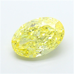 Picture of Lab Grown Diamond 4.05 Carats, Oval with  Cut, Fancy Vivid Yellow Color, VS2 Clarity and Certified by IGI