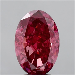 Picture of Lab Grown Diamond 4.44 Carats, Oval with  Cut, Fancy Vivid Pink Color, VS2 Clarity and Certified by IGI