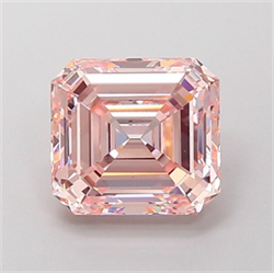 Picture of Lab Grown Diamond 2.56 Carats, Emerald with  Cut, Fancy Intense Pink Color, VVS2 Clarity and Certified by IGI