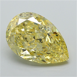 Picture of Lab Grown Diamond 5.32 Carats, Pear with  Cut, Fancy Intense Yellow Color, VS2 Clarity and Certified by IGI