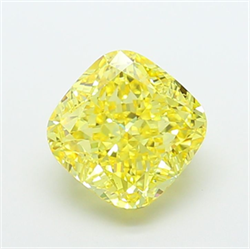 Picture of Lab Grown Diamond 5.04 Carats, CUSHION MODIFIED with  Cut, Fancy Vivid Yellow Color, VS2 Clarity and Certified by IGI