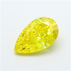 Picture of Lab Grown Diamond 2.20 Carats, Pear with  Cut, Fancy Vivid Yellow Color, IF Clarity and Certified by IGI