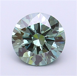 Picture of Lab Grown Diamond 1.51 Carats, Round with Excellent Cut, Fancy Vivid Green Color, VS2 Clarity and Certified by IGI