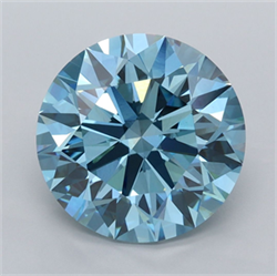 Picture of Lab Grown Diamond 5.06 Carats, Round with Ideal Cut, Fancy Vivid Blue Color, VVS2 Clarity and Certified by IGI