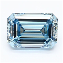 Picture of Lab Grown Diamond 1.80 Carats, Emerald with  Cut, Fancy Vivid Blue Color, VS2 Clarity and Certified by IGI