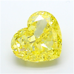 Picture of Lab Grown Diamond 10.03 Carats, Heart with  Cut, Fancy Vivid Yellow Color, VS1 Clarity and Certified by IGI