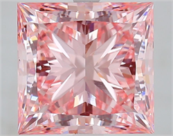 Picture of Lab Grown Diamond 6.00 Carats, Princess with  Cut, Fancy Intense Pink Color, VVS2 Clarity and Certified by IGI