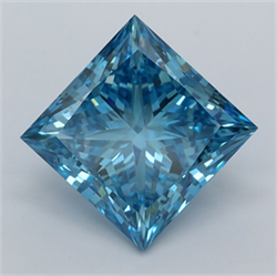 Picture of Lab Grown Diamond 2.50 Carats, Princess with  Cut, Fancy Vivid Blue Color, VVS2 Clarity and Certified by IGI