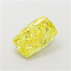 Picture of Lab Grown Diamond 3.52 Carats, CUSHION MODIFIED with  Cut, Fancy Vivid Yellow Color, VS1 Clarity and Certified by IGI
