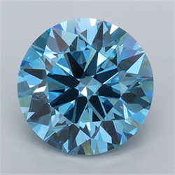 Picture of Lab Grown Diamond 3.01 Carats, Round with Ideal Cut, Fancy Vivid Blue Color, VVS2 Clarity and Certified by IGI