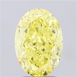 Picture of Lab Grown Diamond 2.44 Carats, Oval with  Cut, Fancy Vivid Yellow Color, VS1 Clarity and Certified by IGI