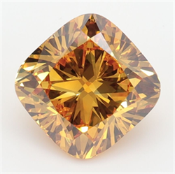 Picture of Lab Grown Diamond 3.09 Carats, Cushion with  Cut, Fancy Vivid Yellow Color, VVS1 Clarity and Certified by IGI