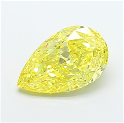 Picture of Lab Grown Diamond 3.22 Carats, Pear with  Cut, Fancy Vivid Yellow Color, VS1 Clarity and Certified by IGI