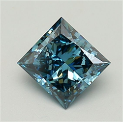 Picture of Lab Grown Diamond 1.50 Carats, Princess with  Cut, Fancy Vivid Blue Color, VVS2 Clarity and Certified by IGI