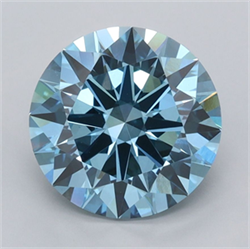Picture of Lab Grown Diamond 3.01 Carats, Round with Ideal Cut, Fancy Vivid Blue Color, VVS2 Clarity and Certified by IGI