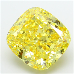 Picture of Lab Grown Diamond 10.22 Carats, CUSHION MODIFIED with  Cut, Fancy Vivid Yellow Color, VS2 Clarity and Certified by IGI