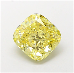 Picture of Lab Grown Diamond 3.02 Carats, CUSHION MODIFIED with  Cut, Fancy Intense Yellow Color, VS1 Clarity and Certified by IGI