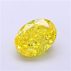 Picture of Lab Grown Diamond 1.59 Carats, Oval with  Cut, Fancy Vivid Yellow Color, IF Clarity and Certified by IGI