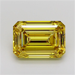 Picture of Lab Grown Diamond 5.12 Carats, Emerald with  Cut, Fancy Vivid Yellow Color, VS2 Clarity and Certified by IGI