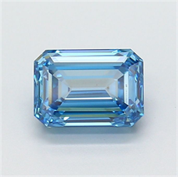 Picture of Lab Grown Diamond 1.81 Carats, Emerald with  Cut, Fancy Vivid Blue Color, VVS2 Clarity and Certified by IGI