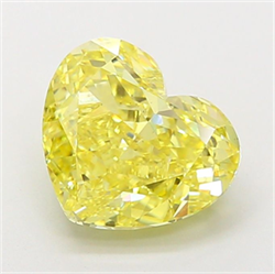 Picture of Lab Grown Diamond 3.03 Carats, Heart with  Cut, Fancy Intense Yellow Color, VS1 Clarity and Certified by IGI