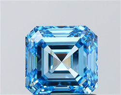 Picture of Lab Grown Diamond 1.50 Carats, Asscher with  Cut, Fancy Vivid Blue Color, VVS2 Clarity and Certified by IGI