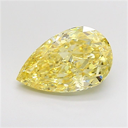 Picture of Lab Grown Diamond 3.02 Carats, Pear with  Cut, Fancy Intense Yellow Color, VS1 Clarity and Certified by IGI