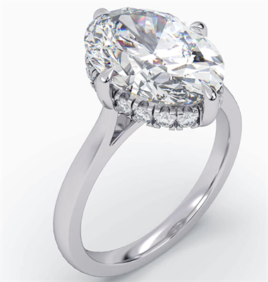 3 to 4.9 carats Hidden Halo Oval Engagement Ring Setting