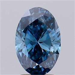 Picture of Lab Grown Diamond 2.05 Carats, Oval with  Cut, Fancy Vivid Blue Color, VS1 Clarity and Certified by IGI