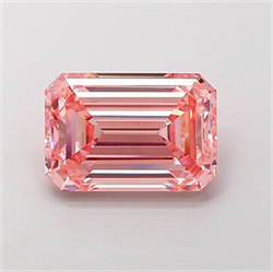 Picture of Lab Grown Diamond 2.11 Carats, Emerald with  Cut, Fancy Vivid Pink Color, VVS2 Clarity and Certified by IGI