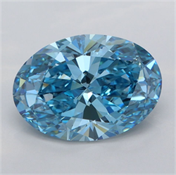 Picture of Lab Grown Diamond 2.53 Carats, Oval with  Cut, Fancy Vivid Blue Color, VVS2 Clarity and Certified by IGI